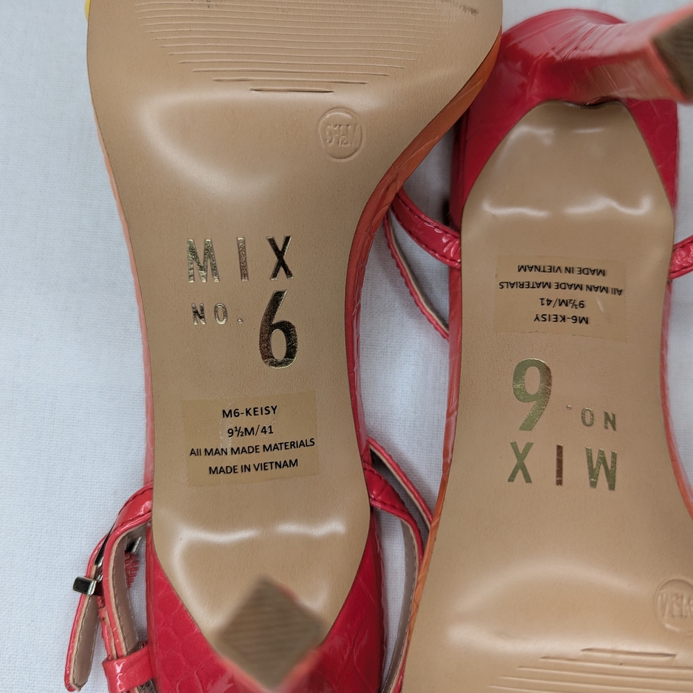 Mix No. 6 Yellow & Pink Glazed Ombre Croc Print Heels - Picture 6 of 7